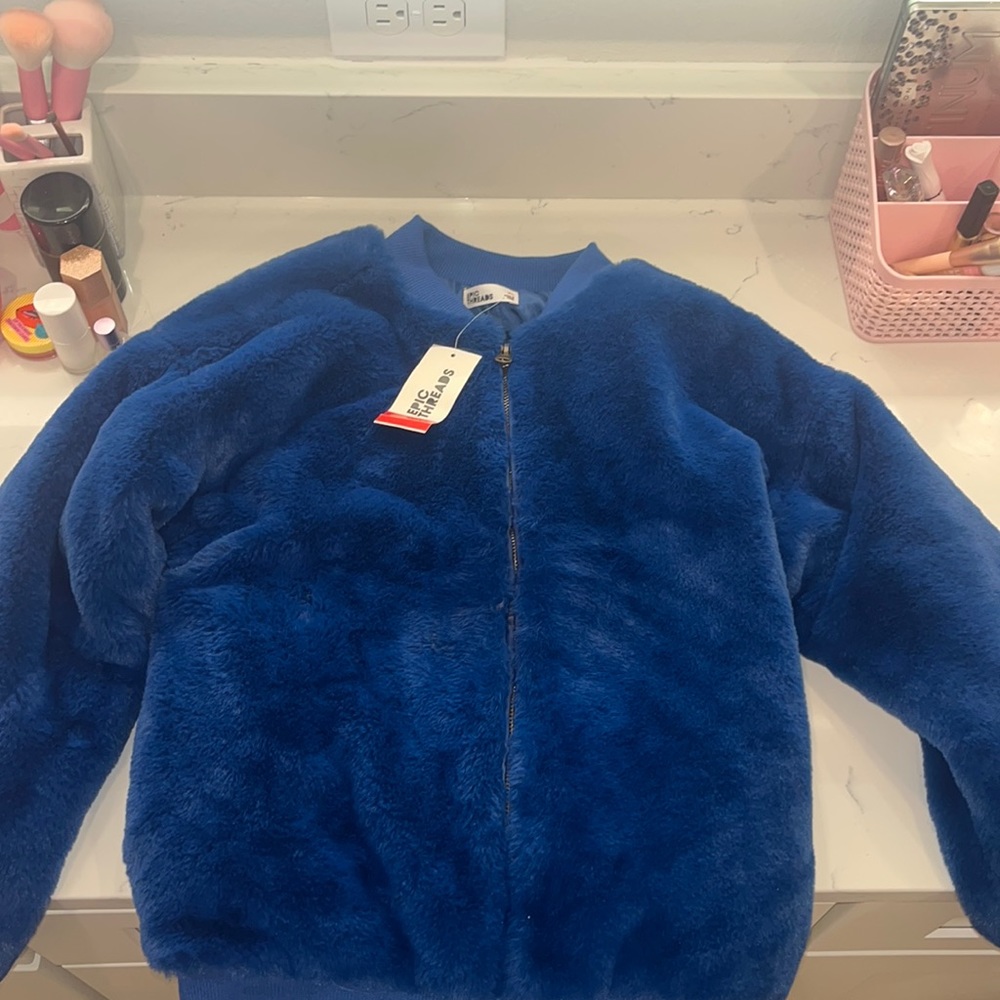 Blue epic threads (from macys) fur jacket with tags never warn
